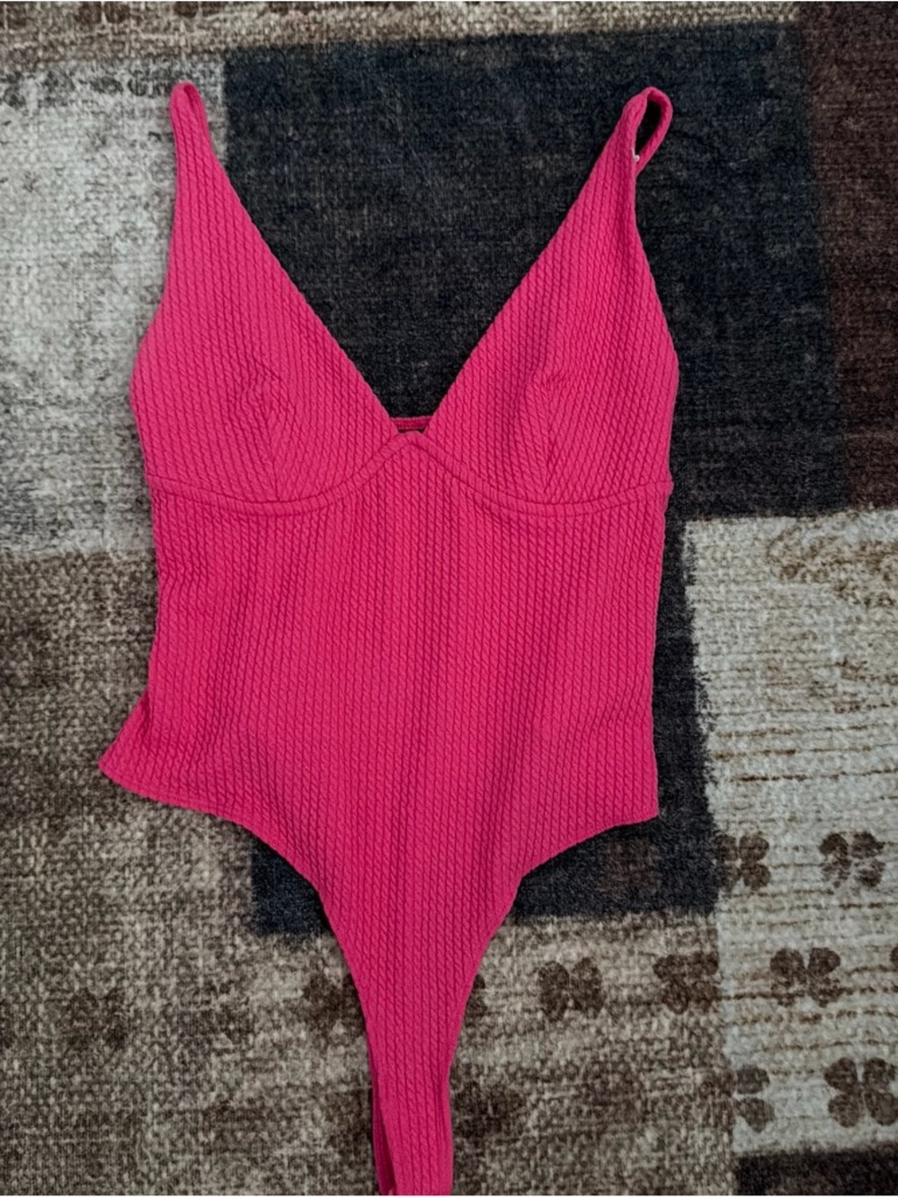 Women Pink Textured One-Piece Swimsuit